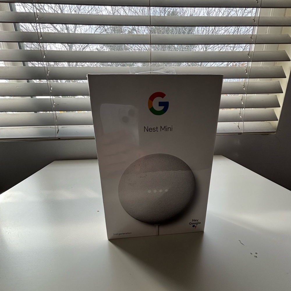 A white google speaker